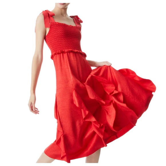 ALICE + OLIVIA Jocelyn Tie Shoulder Midi Dress - Picture 7 of 10